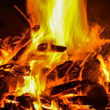 Fire flames on black background, Blaze fire flame texture background, Beautif Stock Photos