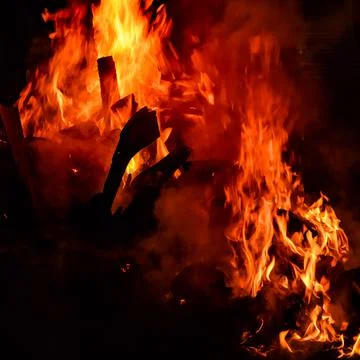 Fire flames on black background, Blaze fire flame texture background, Beautif 写真素材