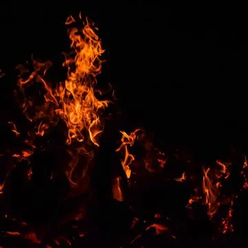 Fire flames on black background, Blaze fire flame texture background, Beautif 스톡 사진