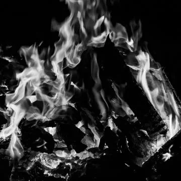 Fire flames on black background, Blaze fire flame texture background, Beautif 스톡 사진