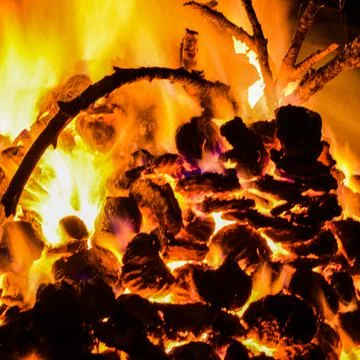 Fire flames on black background, Blaze fire flame texture background, Beautif Foto stock