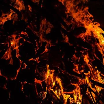 Fire flames on black background, Blaze fire flame texture background, Beautif Stock Photos