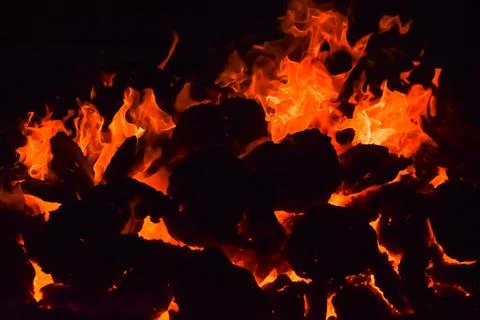 Fire flames on black background, Blaze fire flame texture background, Beaut.. Stock Photos