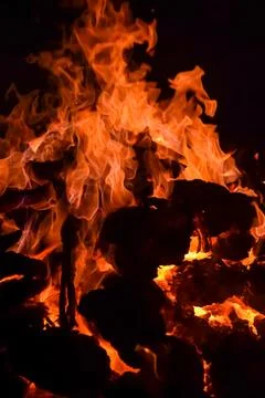 Fire flames on black background, Blaze fire flame texture background, Beaut.. 스톡 사진