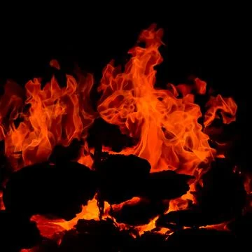 Fire flames on black background, Blaze fire flame texture background, Beaut.. Stock Photos