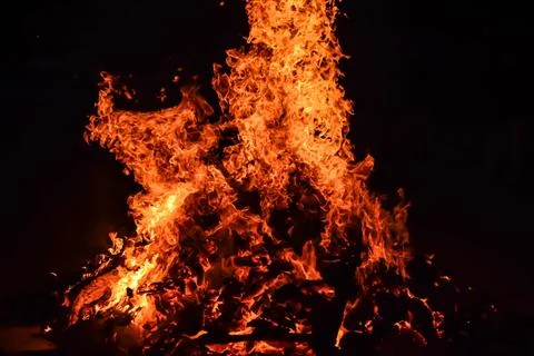 Fire flames on black background, Blaze fire flame texture background, Beaut.. Foto stock