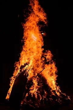 Fire flames on black background, Blaze fire flame texture background, Beaut.. Stock Photos