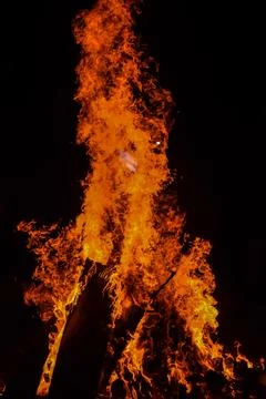 Fire flames on black background, Blaze fire flame texture background, Beaut.. Foto stock
