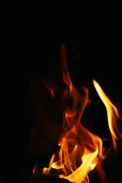 Fire flames on black background. Blaze flames background. Stock Photos