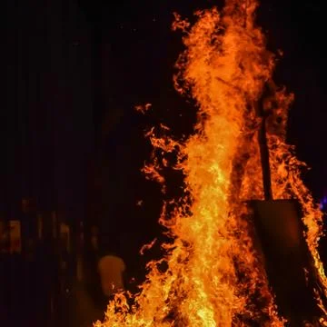 Fire flames on black background, Blaze fire flame texture background, Beaut.. Foto stock