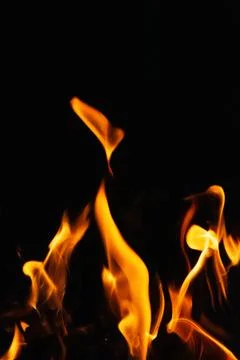 Fire flames on black background. Blaze flames background. Stock Photos