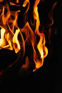 Fire flames on black background. Blaze flames background. 写真素材
