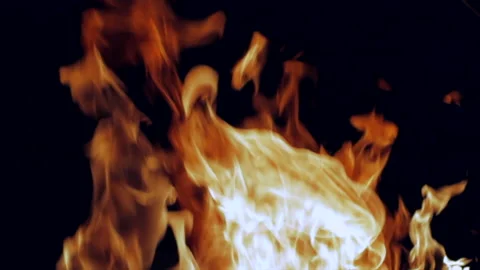 Fire With Flames On Black Background Concept Of Extreme Heat Stock Footage 131244102