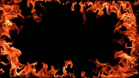 Fire flames on a black background, fire flames frame, fire frame on black Video stock 318340119