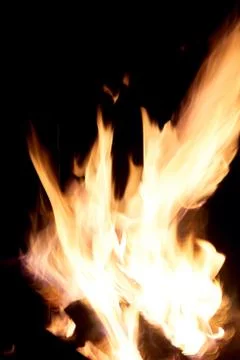 Fire flames on a black background. The fire burns on a black background. Stock Photos