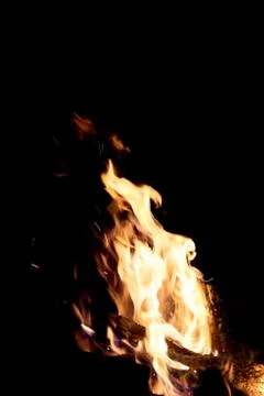Fire flames on a black background. The fire burns on a black background. Foto stock