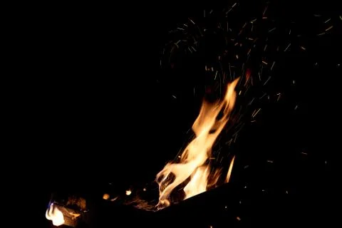 Fire flames on a black background. The fire burns on a black background. Foto stock