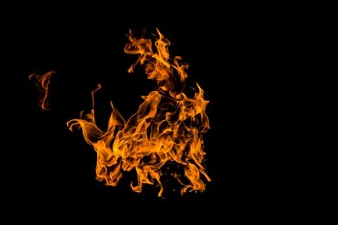 Fire flames on black background. fire on black background isolated. fire patt Stock Photos