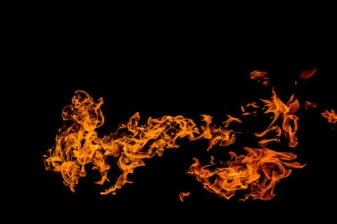 Fire flames on black background. fire on black background isolated. fire patt Stock Photos