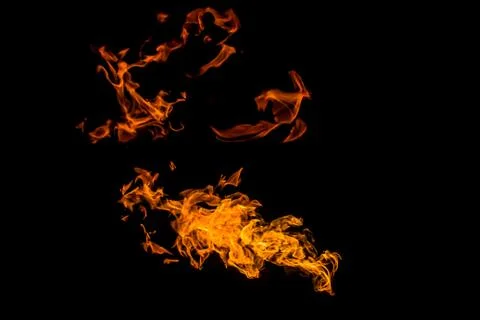 Fire flames on black background. fire on black background isolated. fire patt Stock Photos