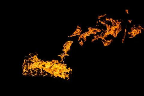 Fire flames on black background. fire on black background isolated. fire patt Stock Photos