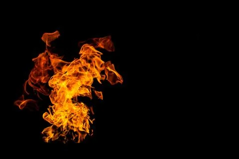 Fire flames on black background. fire on black background isolated. fire patt Stock Photos