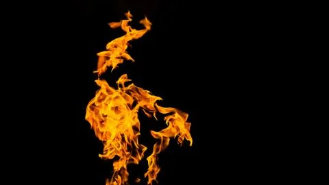 Fire flames on black background. fire on black background isolated. fire patt Stock Photos