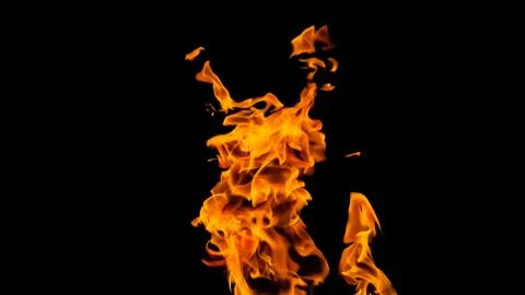 Fire flames on black background. fire on black background isolated. fire patt Stock Photos