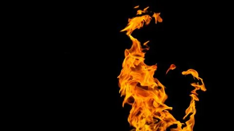 Fire flames on black background. fire on black background isolated. fire patt Stock Photos