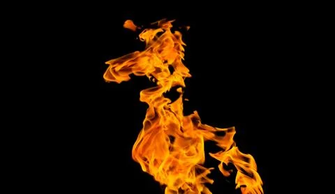 Fire flames on black background. fire on black background isolated. fire patt Stock Photos