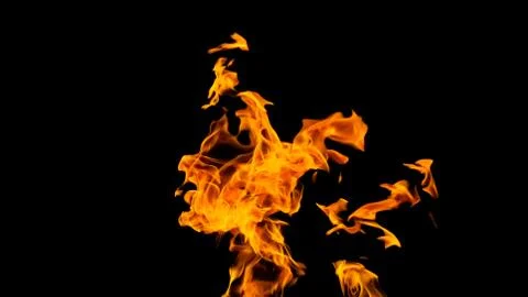 Fire flames on black background. fire on black background isolated. fire patt Stock Photos