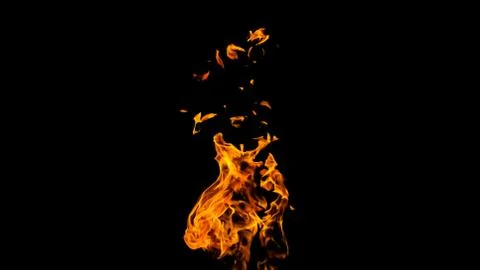 Fire flames on black background. fire on black background isolated. fire patt Stock Photos
