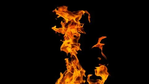 Fire flames on black background. fire on black background isolated. fire patt Stock Photos