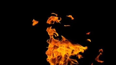 Fire flames on black background. fire on black background isolated. fire patt Stock Photos