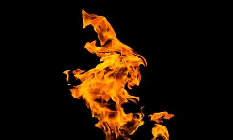 Fire flames on black background. fire on black background isolated. fire patt Stock Photos