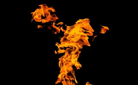 Fire flames on black background. fire on black background isolated. fire patt Stock Photos