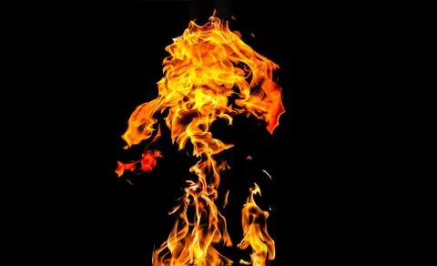 Fire flames on black background. fire on black background isolated. fire patt Stock Photos