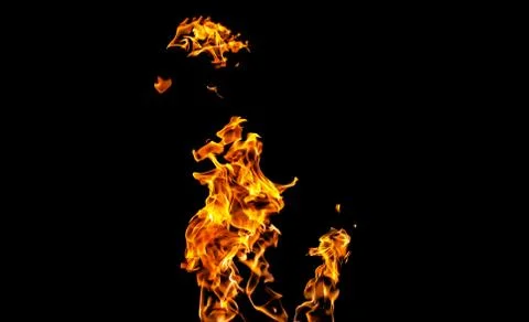 Fire flames on black background. fire on black background isolated. fire patt Stock Photos