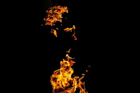 Fire flames on black background. fire on black background isolated. fire patt Stock Photos