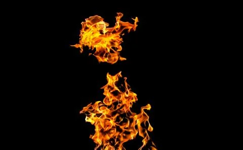 Fire flames on black background. fire on black background isolated. fire patt Stock Photos