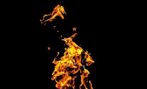 Fire flames on black background. fire on black background isolated. fire patt Stock Photos