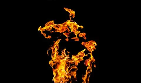 Fire flames on black background. fire on black background isolated. fire patt Stock Photos