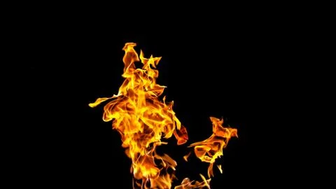 Fire flames on black background. fire on black background isolated. fire patt Stock Photos