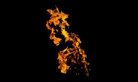 Fire flames on black background. fire on black background isolated. fire patt Stock Photos