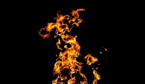 Fire flames on black background. fire on black background isolated. fire patt Stock Photos