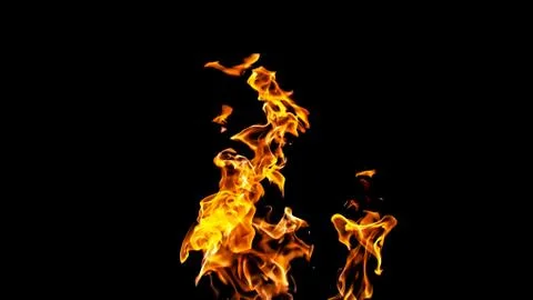 Fire flames on black background. fire on black background isolated. fire patt Stock Photos
