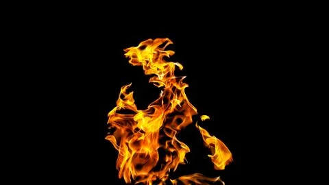 Fire flames on black background. fire on black background isolated. fire patt Stock Photos