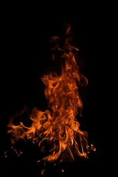 Fire flames on black background. Fire burn flame isolated, abstract texture Stock Photos