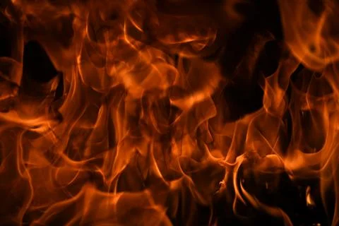 Fire flames on black background. Fire burn flame isolated, abstract texture Stock Photos