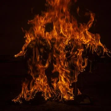 Fire flames on black background. Fire burn flame isolated. Fire flames text.. Stock Photos